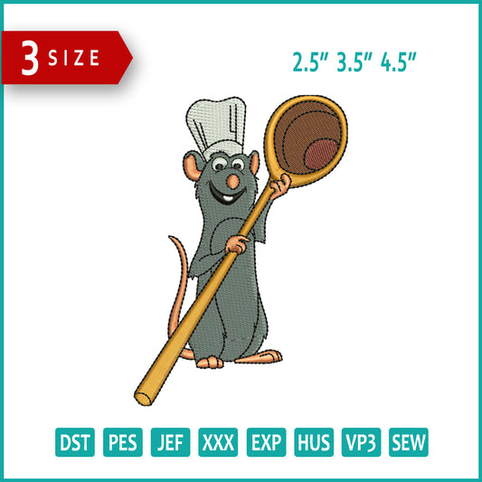 Ratatouille Embroidery Design Files - 3 Size's