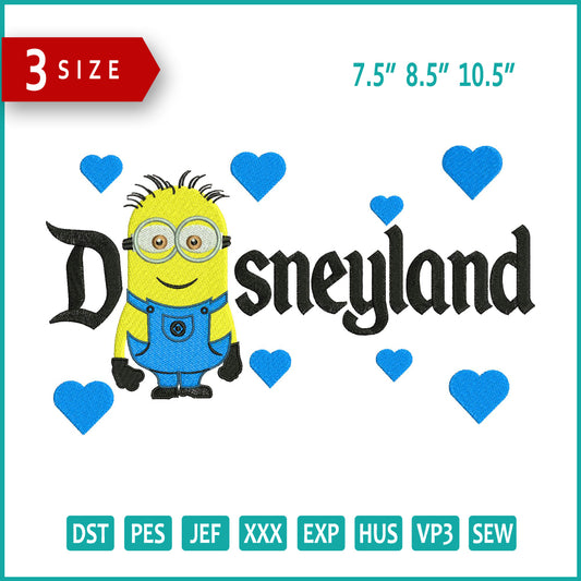 Minions Disneyland Embroidery Design Files - 3 Size's