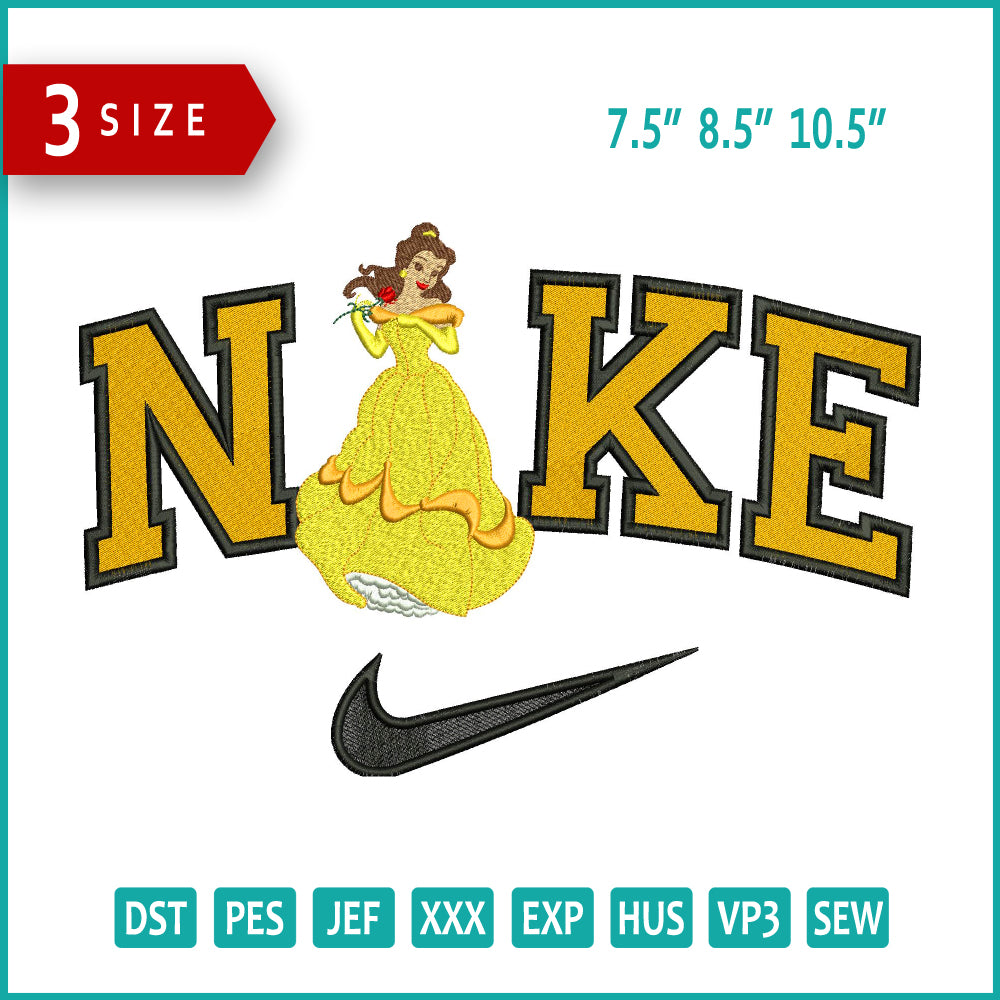 Nike Belle v1 Embroidery Design Files - 3 Size's