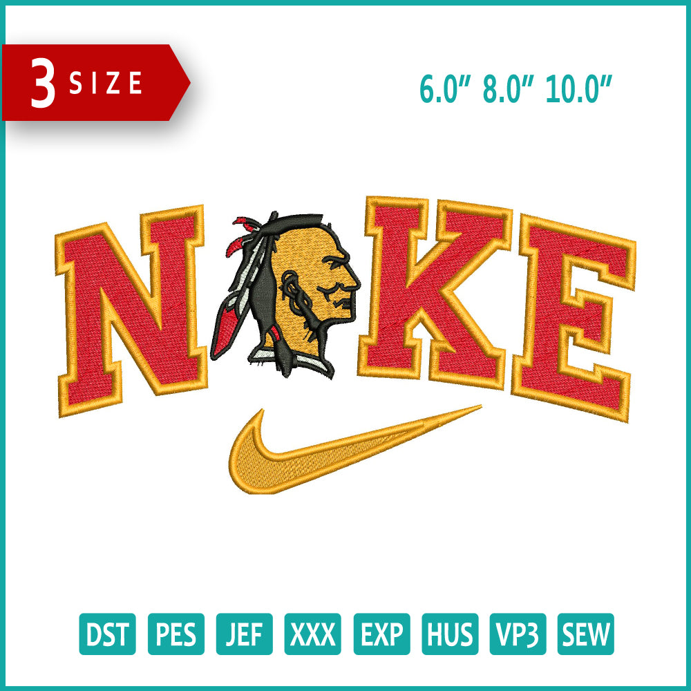 Nike Native Indian Embroidery Design Files - 3 Size's