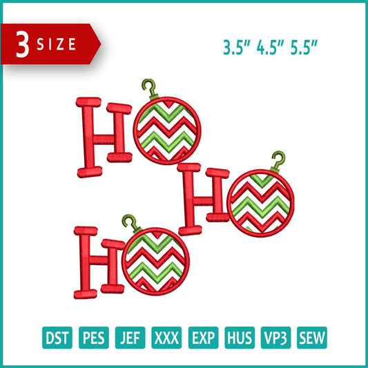 Christmas Ho Ho Ho Embroidery Design Files - 3 Size's