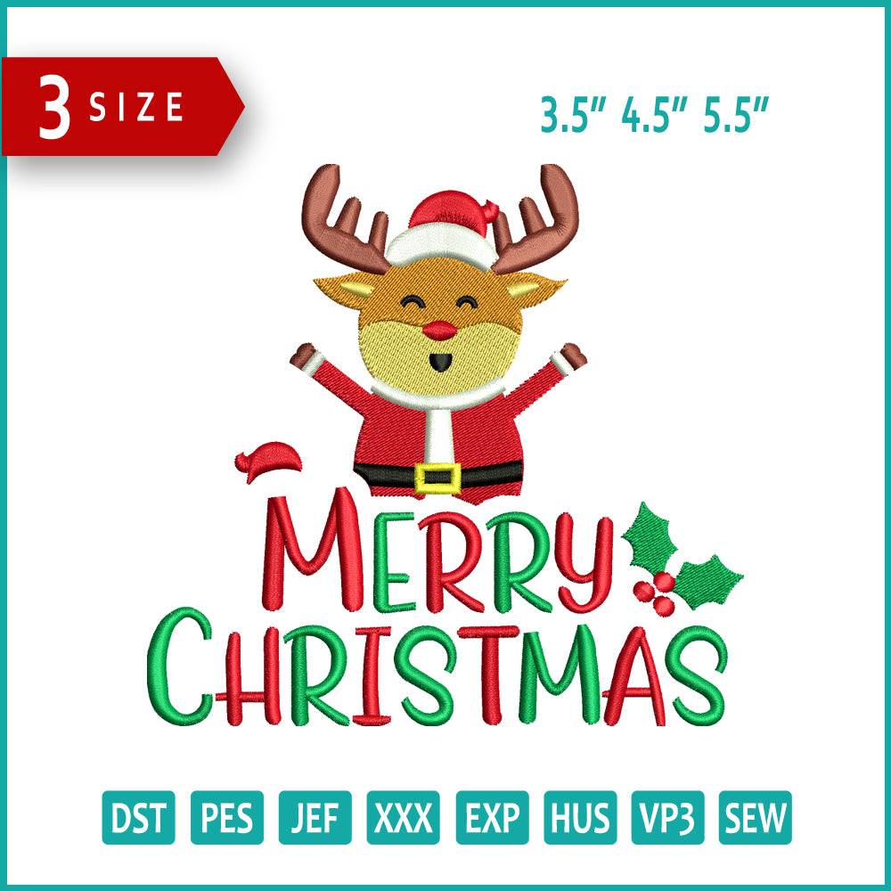 Merry Christmas v5 Embroidery Design Files - 3 Size's