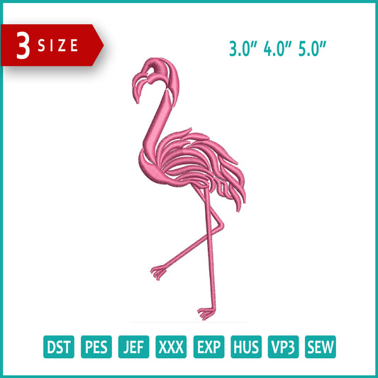 Greater Flamingo Embroidery Design Files - 3 Size's