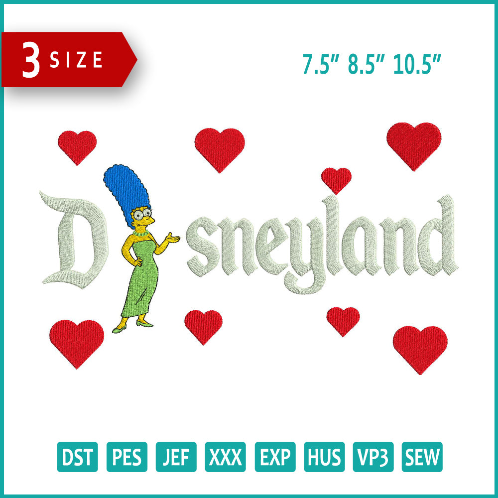 Marge Simpson Disneyland Embroidery Design Files - 3 Size's