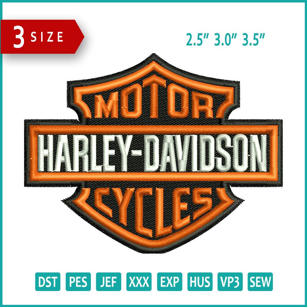 Motor Harley Davidson Cycles Embroidery Design Files - 3 Size's