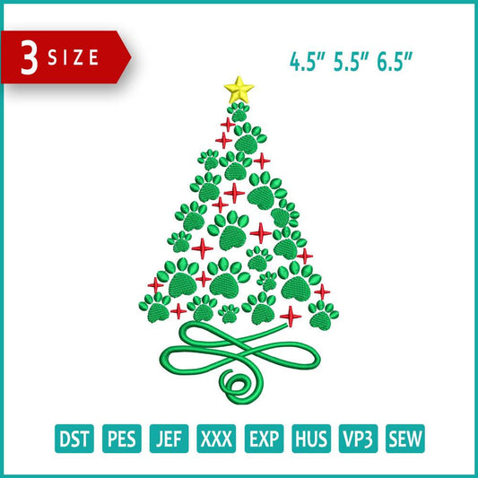 Christmas Tree v4 Embroidery Design Files - 3 Size's