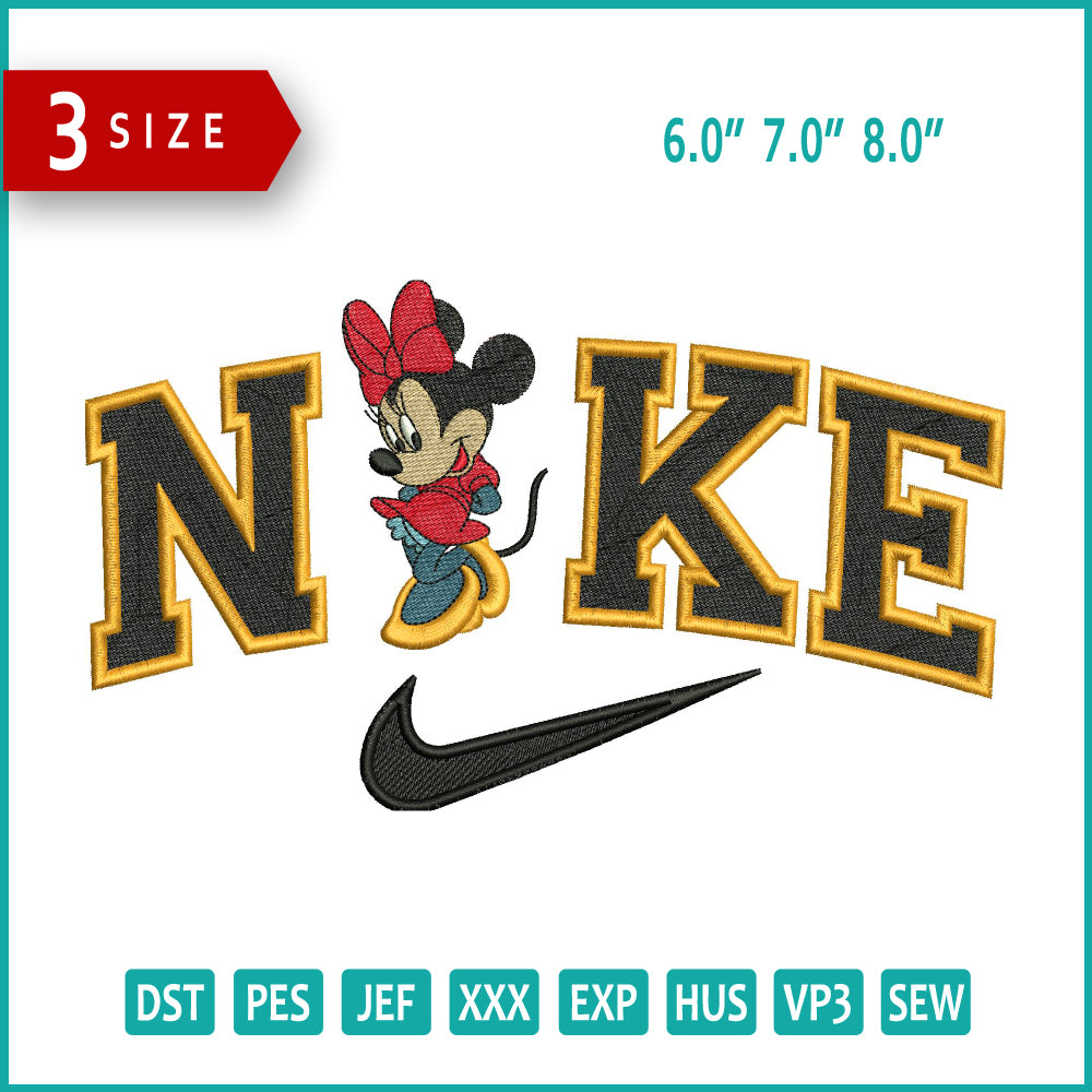 Nike Mickey Minnie Embroidery Design Files - 3 Size's