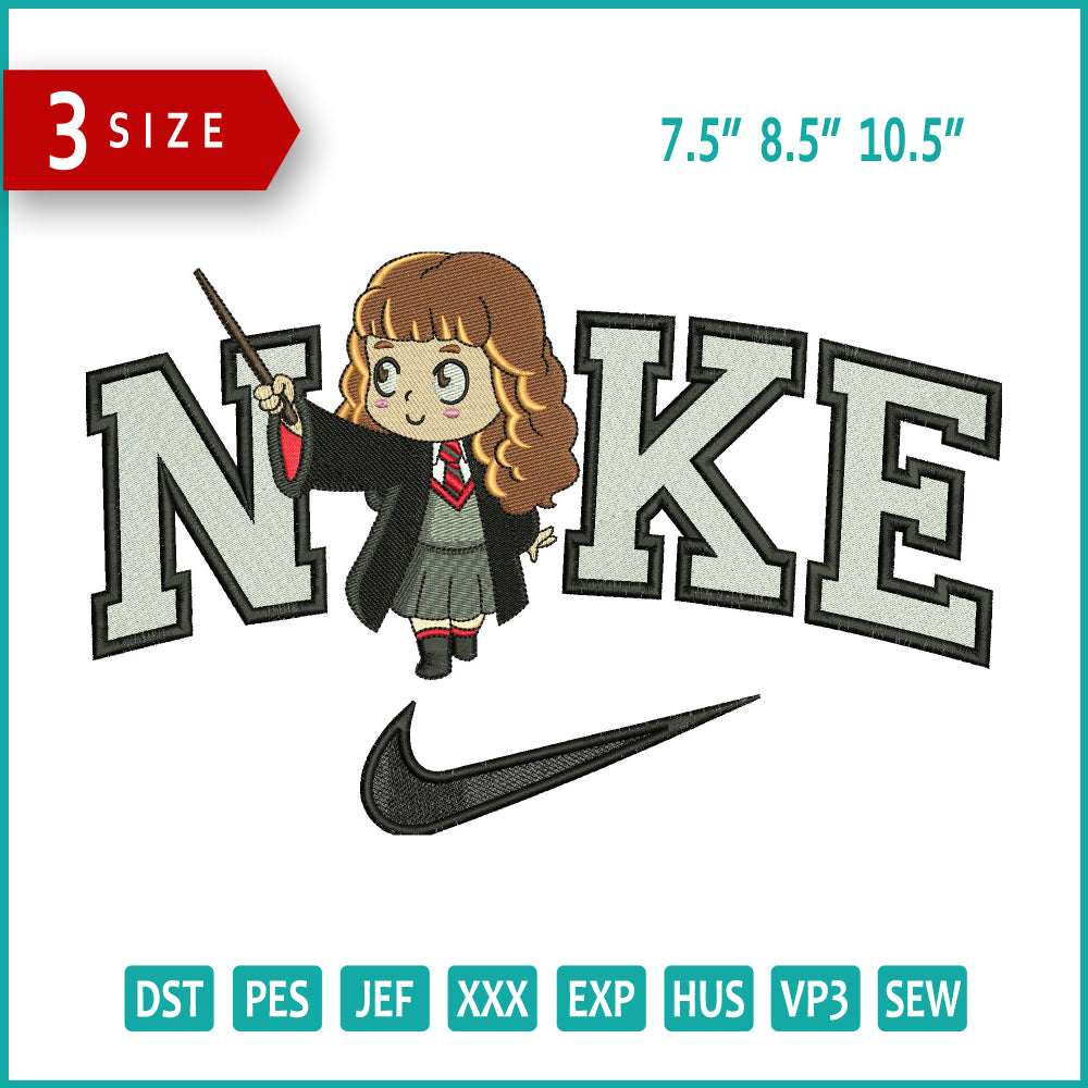 Nike Chibi Hermione Granger Embroidery Design Files - 3 Size's
