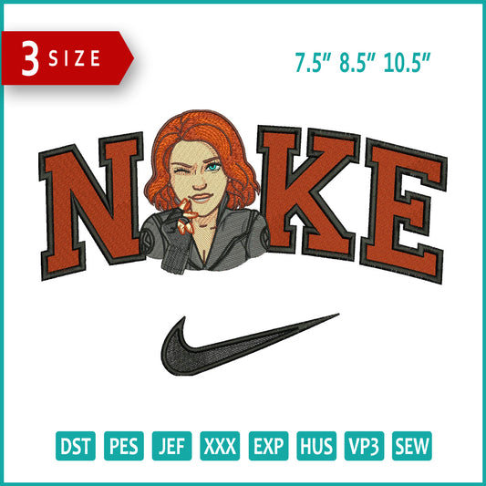 Nike Black Widow Embroidery Design Files - 3 Size's