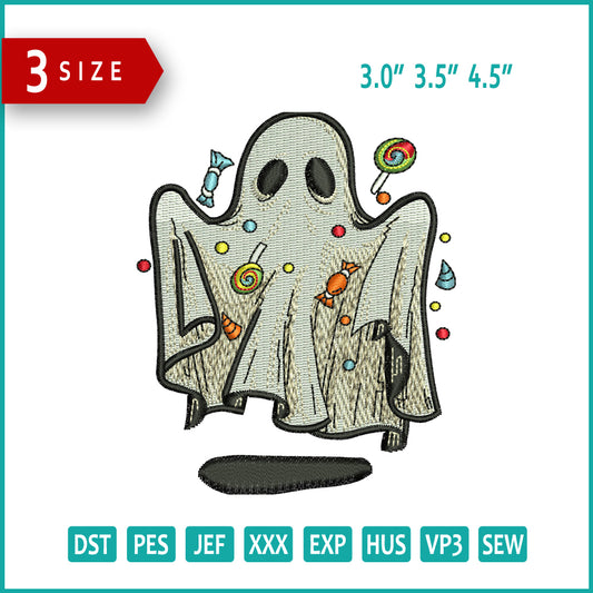 Candy Ghost Embroidery Files - 3 Size's
