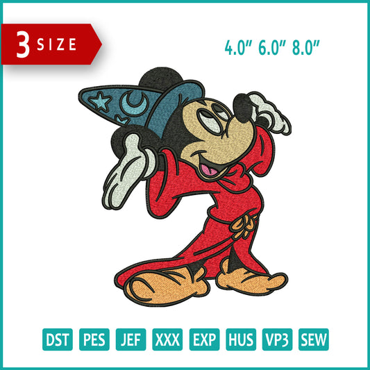 Magic Man Mickey Mouse Embroidery Design Files - 3 Size's