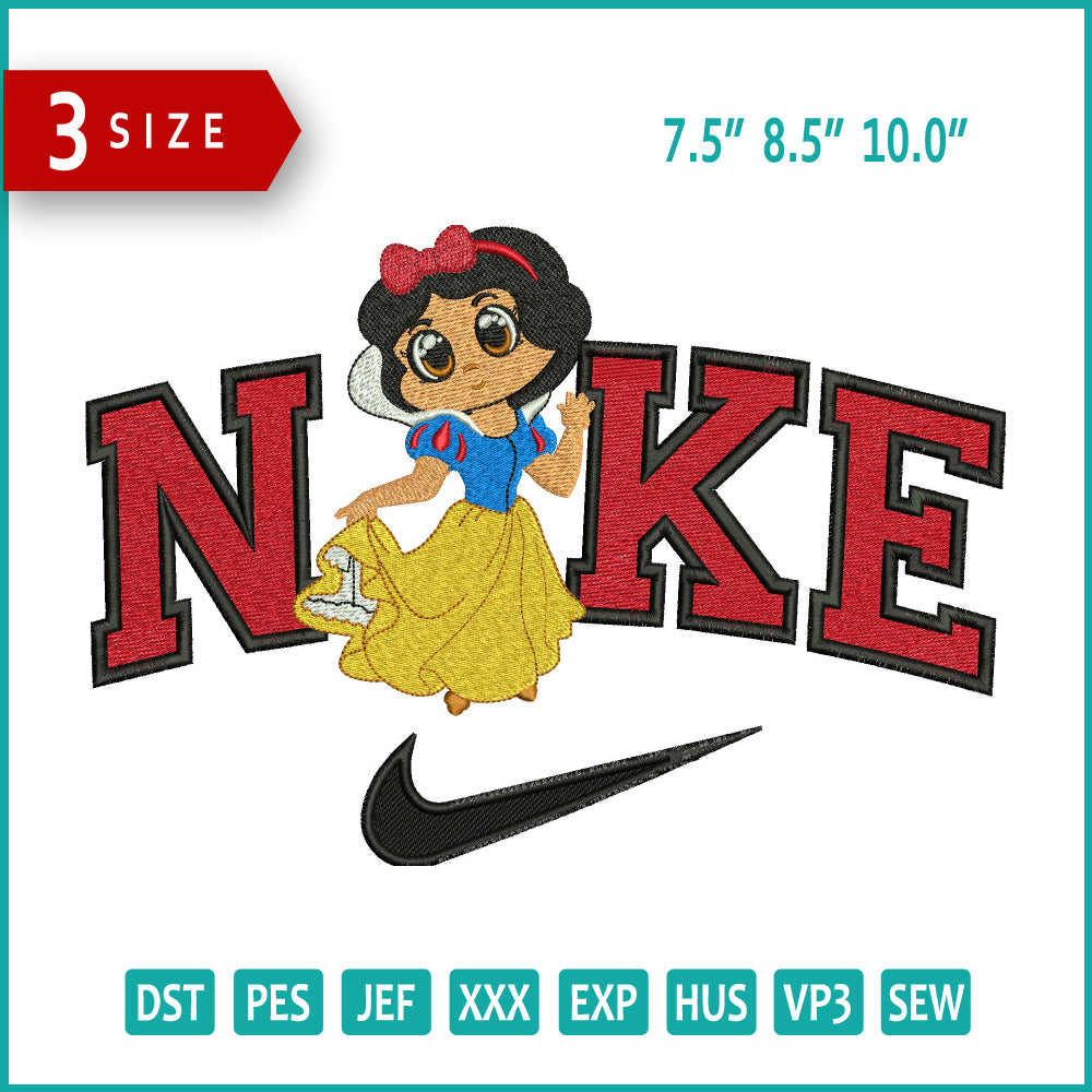 Nike Chibi Snow White Embroidery Design Files - 3 Size's