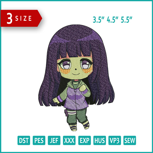 Chibi Hinata Embroidery Design Files - 3 Size's