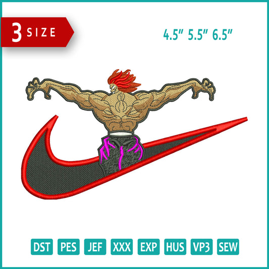 Hanma Yujiro Swoosh Embroidery Design Files - 3 Sizes