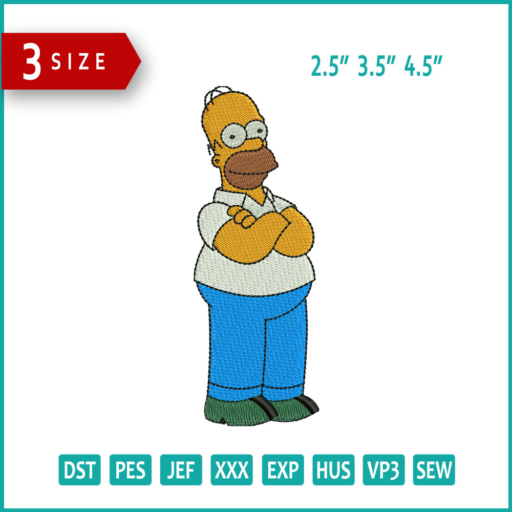Homer Simpson Embroidery Design Files - 3 Size's