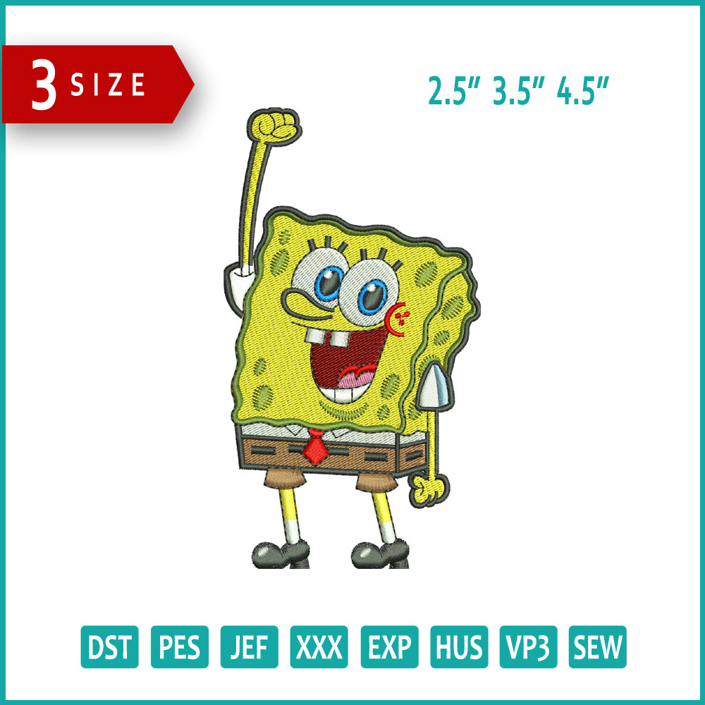 SpongeBob Embroidery Design Files - 3 Size's