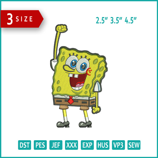 SpongeBob Embroidery Design Files - 3 Size's