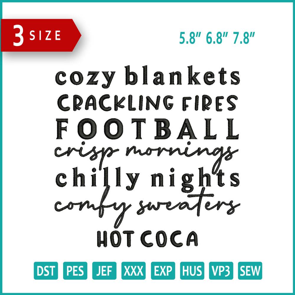 Cozy Blankets Embroidery Design Files - 3 Size's