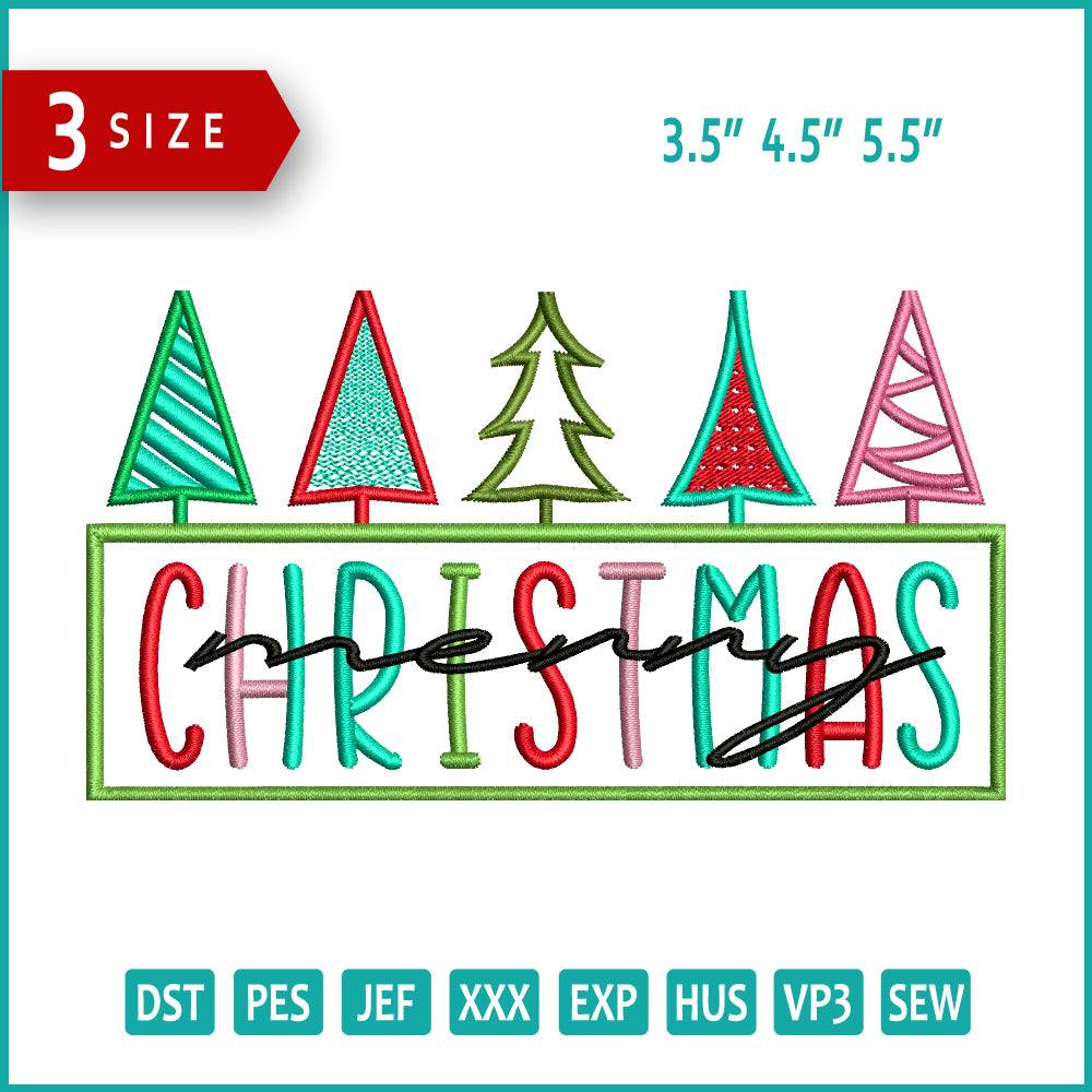 Merry Christmas v7 Embroidery Design Files - 3 Size's