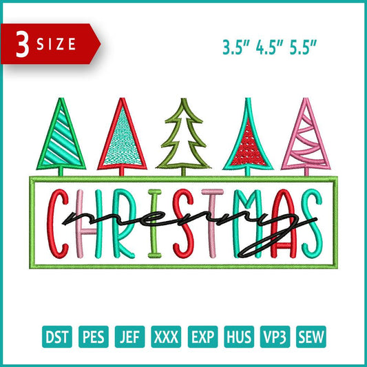 Merry Christmas v7 Embroidery Design Files - 3 Size's