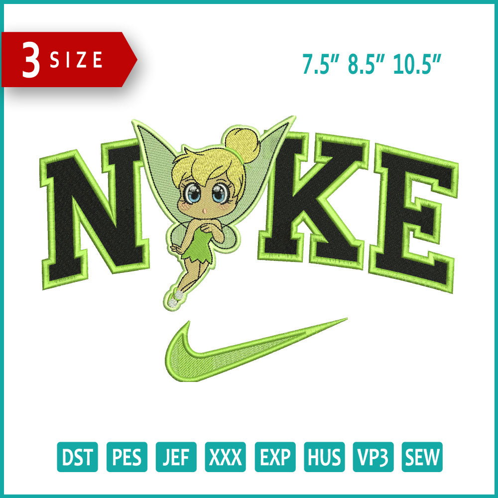 Nike Chibi Tinkerbell Embroidery Design Files - 3 Size's