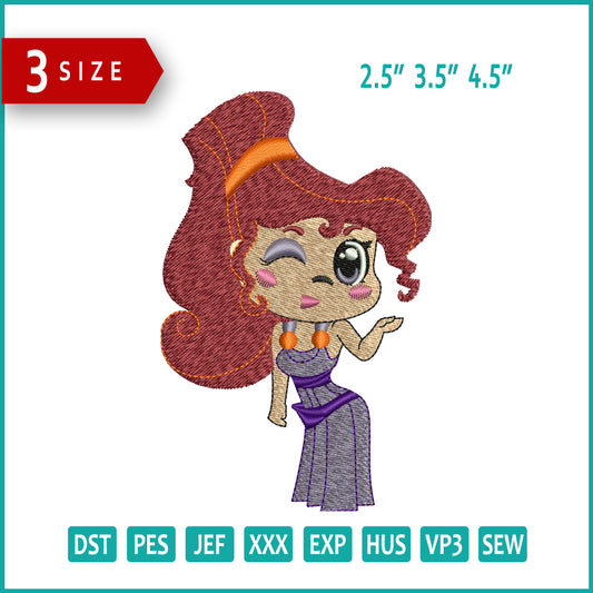 Chibi Megara Embroidery Design Files - 3 Size's