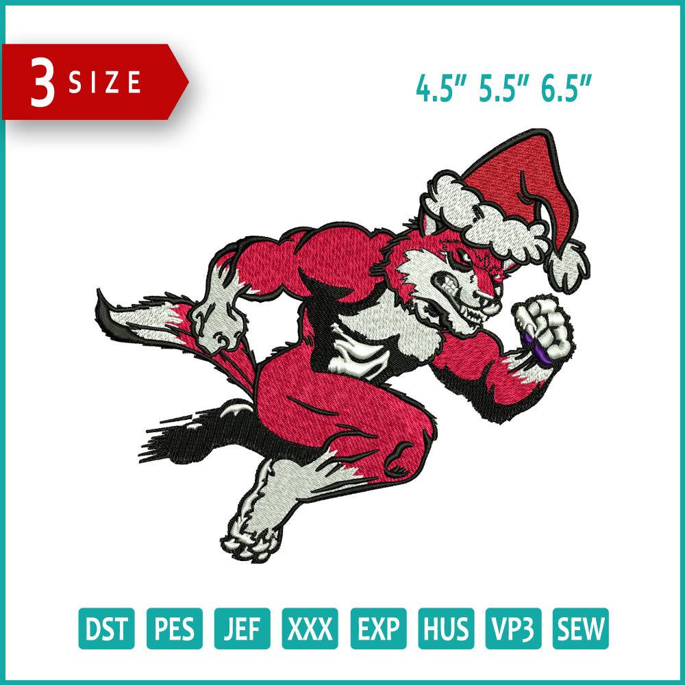 Christmas Santa Wolf Embroidery Design Files - 3 Size's