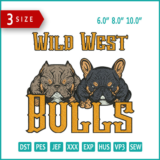 Wild West Bulls Big Size Embroidery Design Files - 3 Size's
