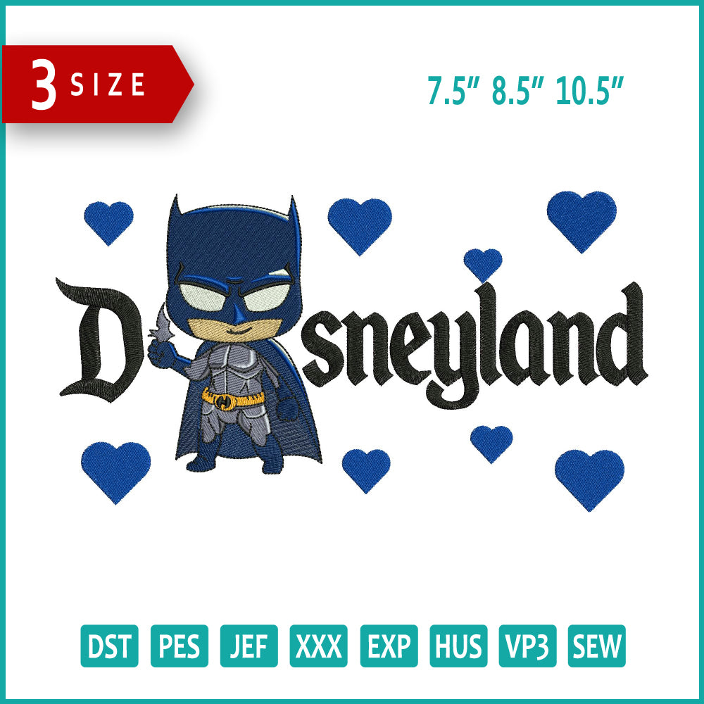 Chibi Batman Disneyland Embroidery Design Files - 3 Size's