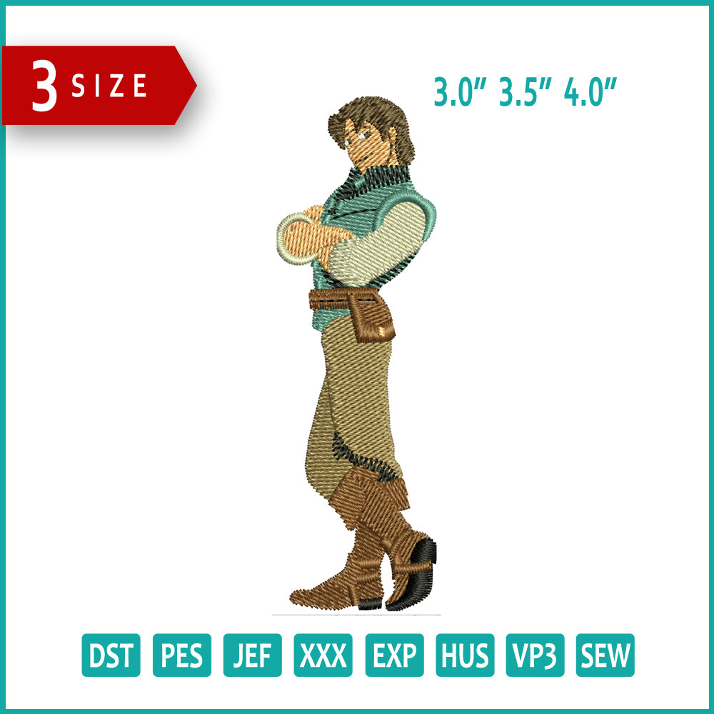 Flynn Rider v1 Embroidery Design Files - 3 Sizes