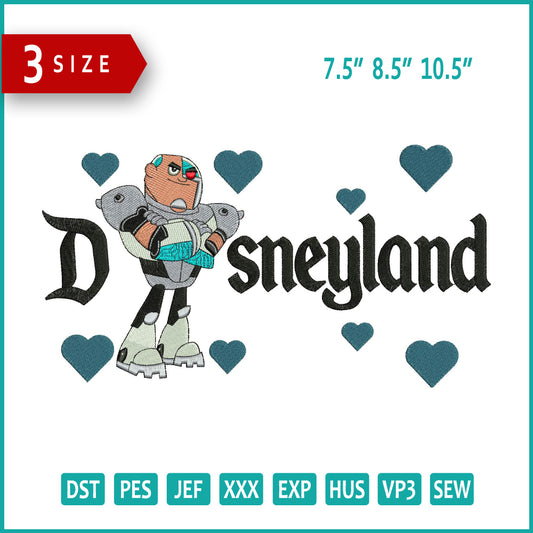 Cyborg Disneyland Embroidery Design Files - 3 Size's