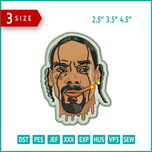 Snoop Dogg Face Embroidery Design Files - 3 Size's