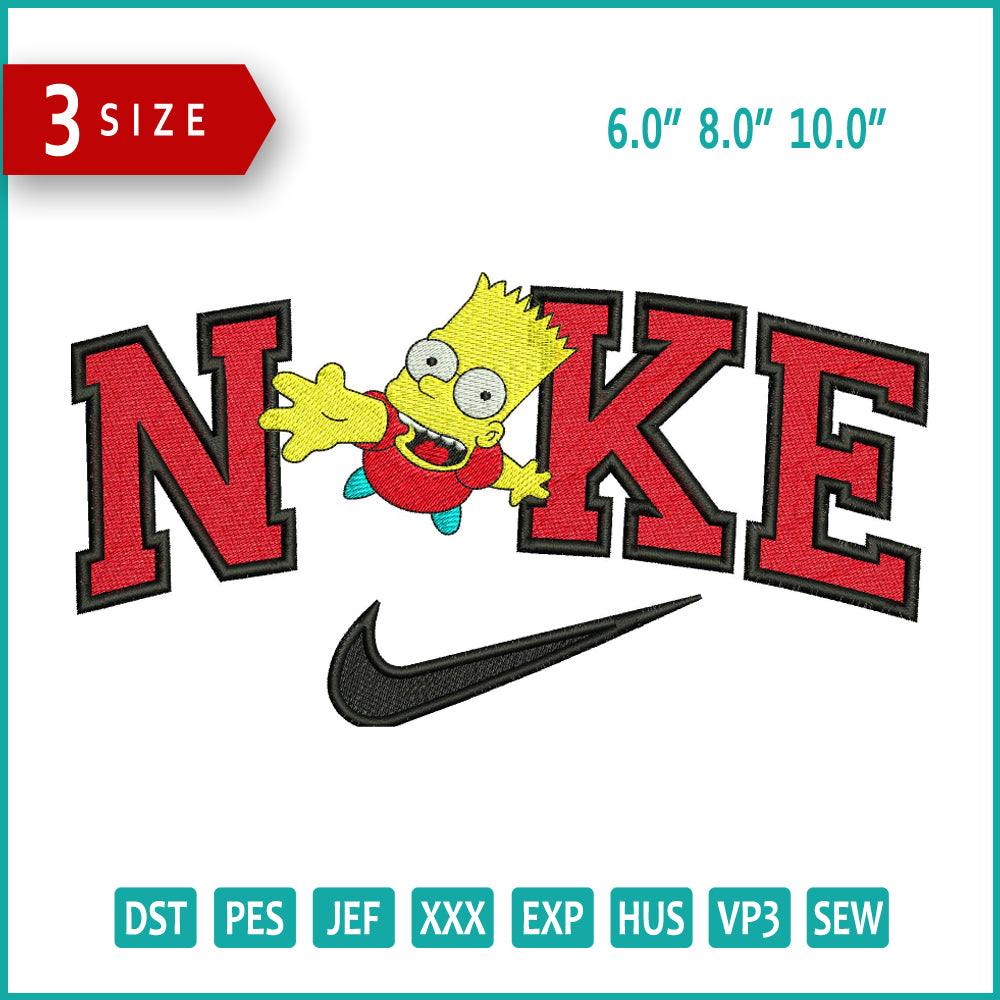 Nike Bart Half Body Embroidery Design Files - 3 Size's