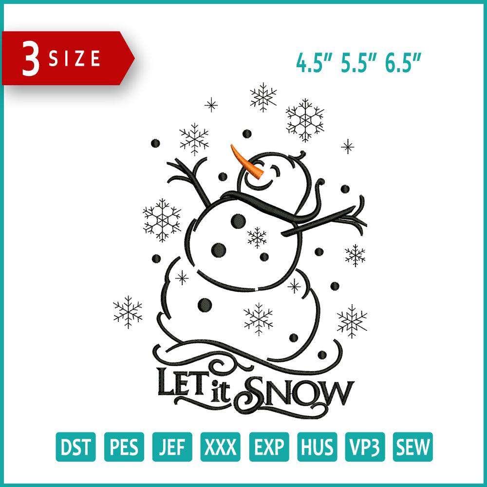 Let It Snow v2 Embroidery Design Files - 3 Size's