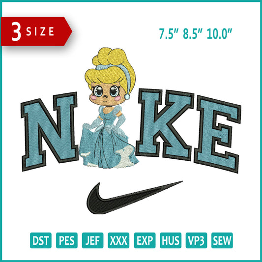 Nike Chibi Cinderella Embroidery Design Files - 3 Size's