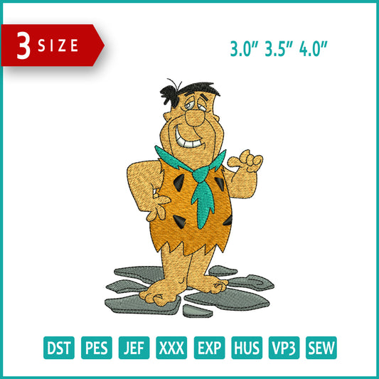 Fred Flintstone Embroidery Design Files - 3 Size's