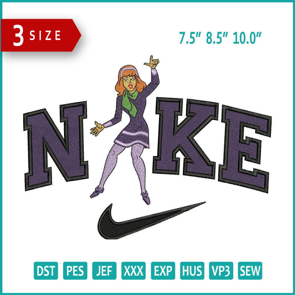 Nike Scared Daphne Blake Embroidery Design Files - 3 Size's