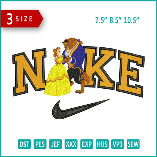 Nike Beauty and The Beast Embroidery Design Files - 3 Size's