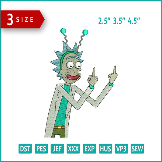 Rick Sanchez Embroidery Design Files - 3 Size's