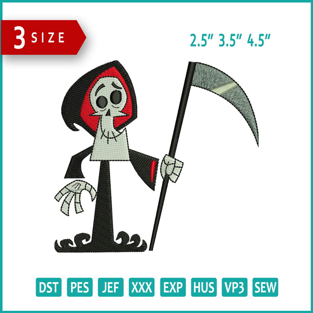 Grim Reaper Embroidery Design Files - 3 Size's