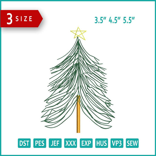 Christmas Tree v7 Embroidery Design Files - 3 Size's