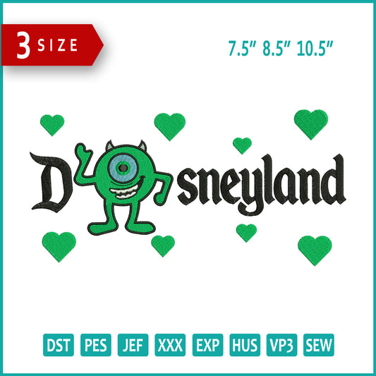 Mike Wazowski Disneyland Embroidery Design Files - 3 Size's