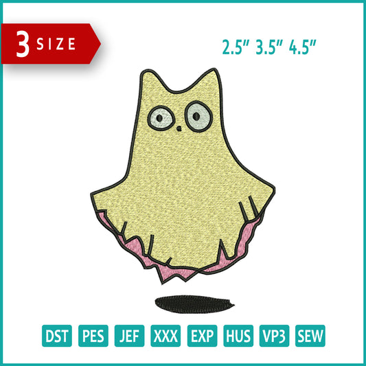 Archivos de bordado de Ghost Kitty - 3 tamaños