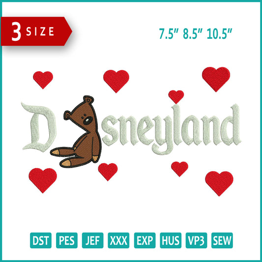 Mr Bean Teddy Disneyland Embroidery Design Files - 3 Size's