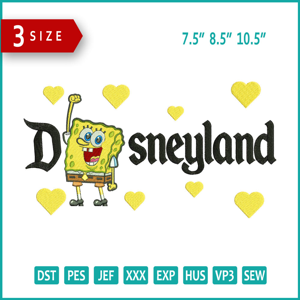 SpongeBob Disneyland Embroidery Design Files - 3 Size's