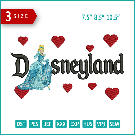 Cinderella Disneyland Embroidery Design Files - 3 Size's