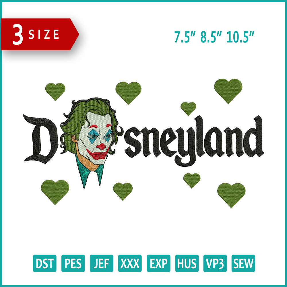 Joker Face Disneyland Embroidery Design Files - 3 Size's