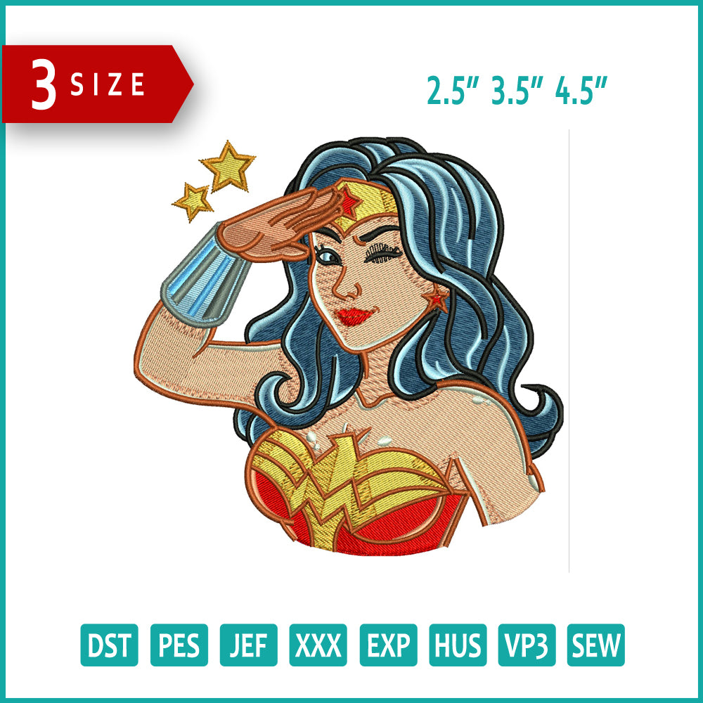 Wonder Woman Embroidery Design Files - 3 Size's