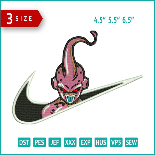 Majin Buu Swoosh Embroidery Design Files - 3 Sizes