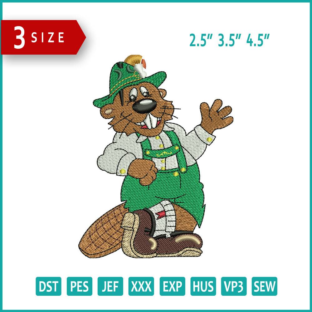 Beaver Dam Bear Embroidery Design Files - 3 Size's